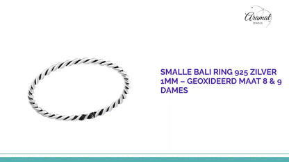 Smalle Bali Ring 925 Zilver 1mm &ndash; Geoxideerd Maat 8 &amp; 9 Dames by@Outfy