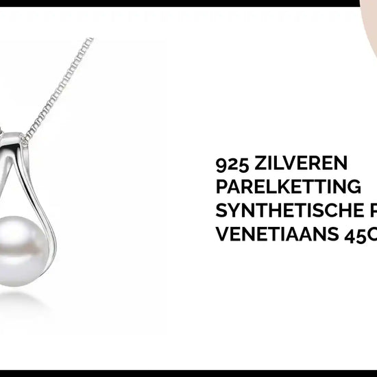 925 Zilveren Parelketting Synthetische Parel Venetiaans 45cm by@Outfy