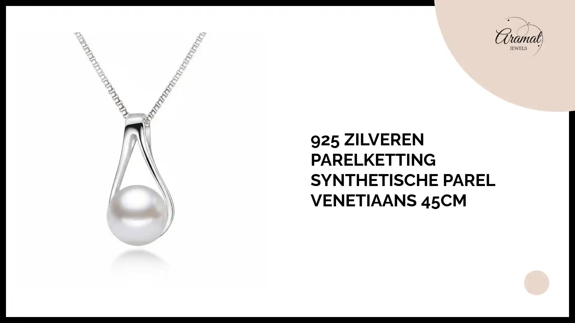 925 Zilveren Parelketting Synthetische Parel Venetiaans 45cm by@Outfy