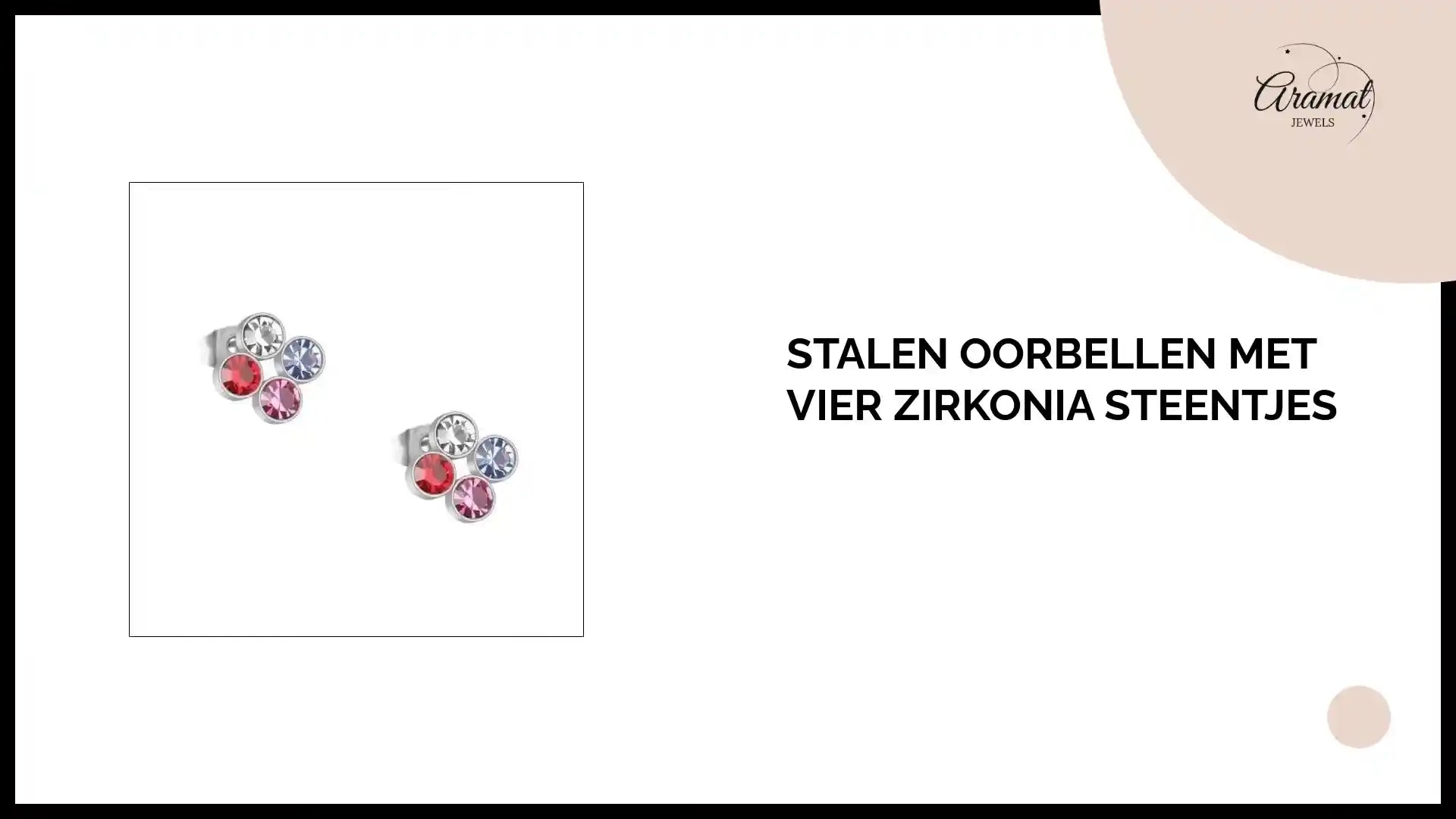 Stalen Oorbellen met Vier Zirkonia Steentjes by@Outfy