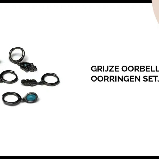Grijze Oorbellen Set - oorringen setje by@Outfy