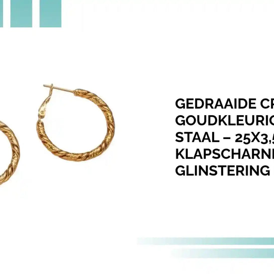 Gedraaide Creolen Goudkleurig Roestvrij Staal &ndash; 25x3,5mm Klapscharnier Glinstering Dames by@Outfy