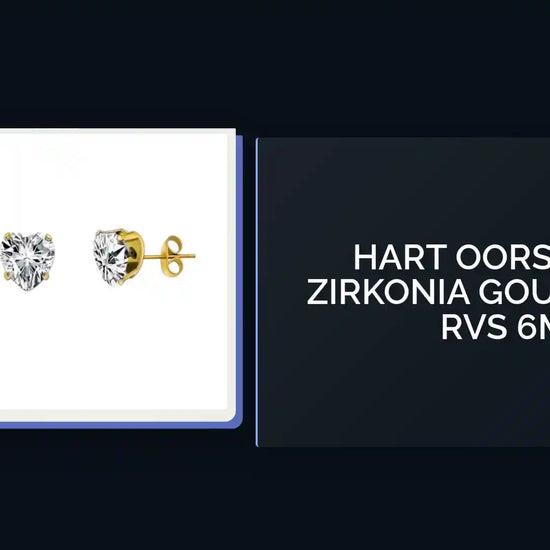 Hart Oorstekers Zirkonia Goudkleurig RVS 6mm by@Outfy