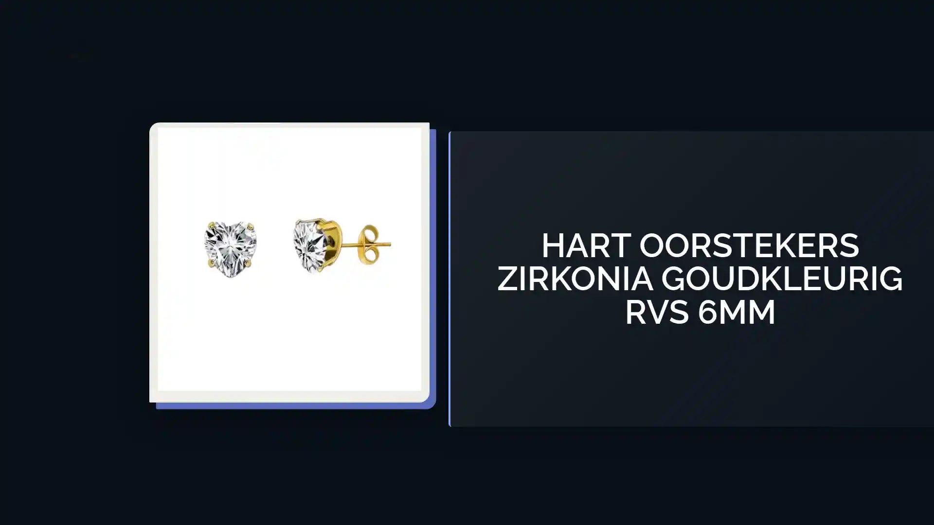 Hart Oorstekers Zirkonia Goudkleurig RVS 6mm by@Outfy