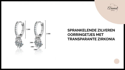 Sprankelende Zilveren Oorringetjes met Transparante Zirkonia by@Outfy