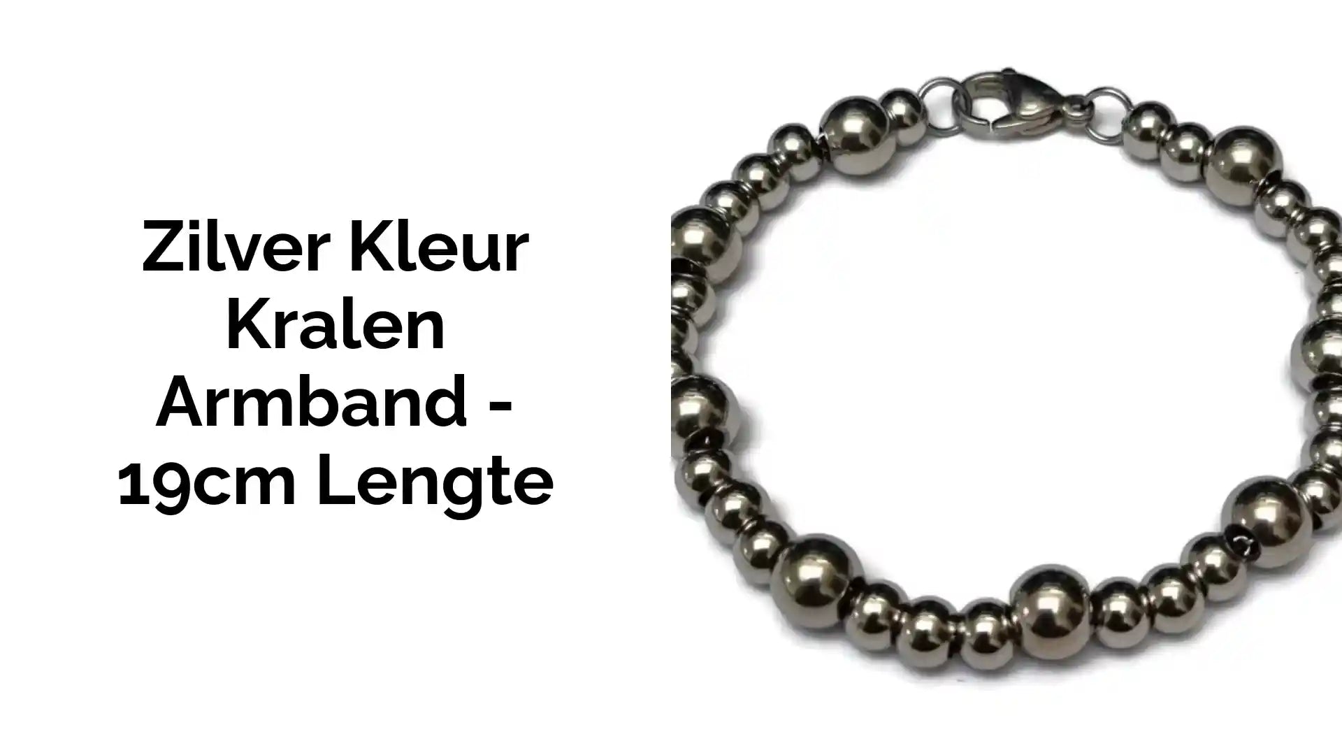 Zilver Kleur Kralen Armband - 19cm Lengte by@Outfy