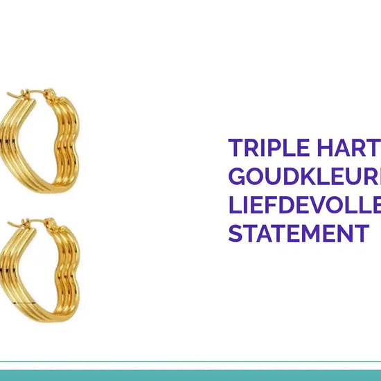 Triple Hart Oorringen Goudkleurig - Liefdevolle Statement by@Outfy