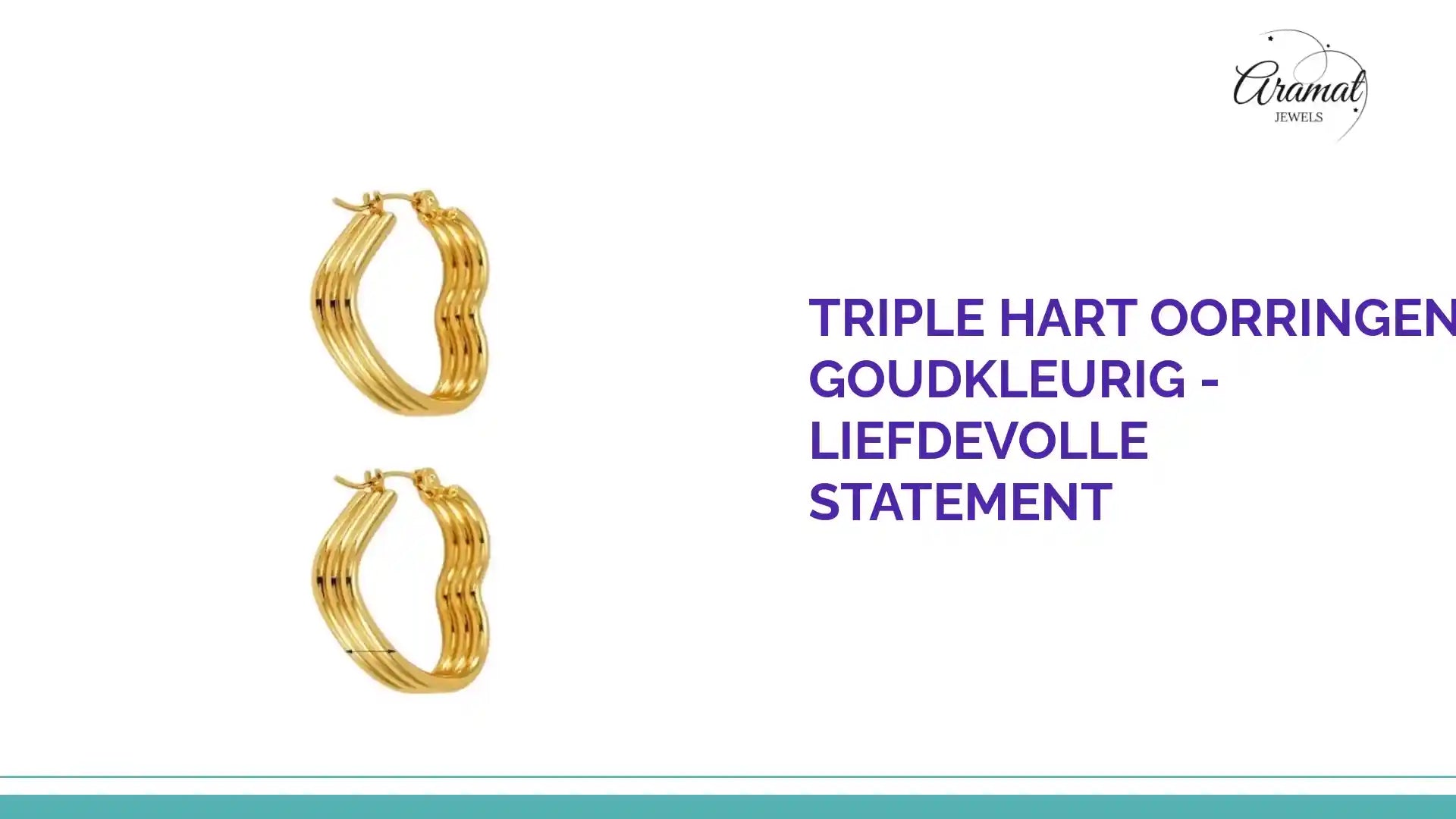 Triple Hart Oorringen Goudkleurig - Liefdevolle Statement by@Outfy