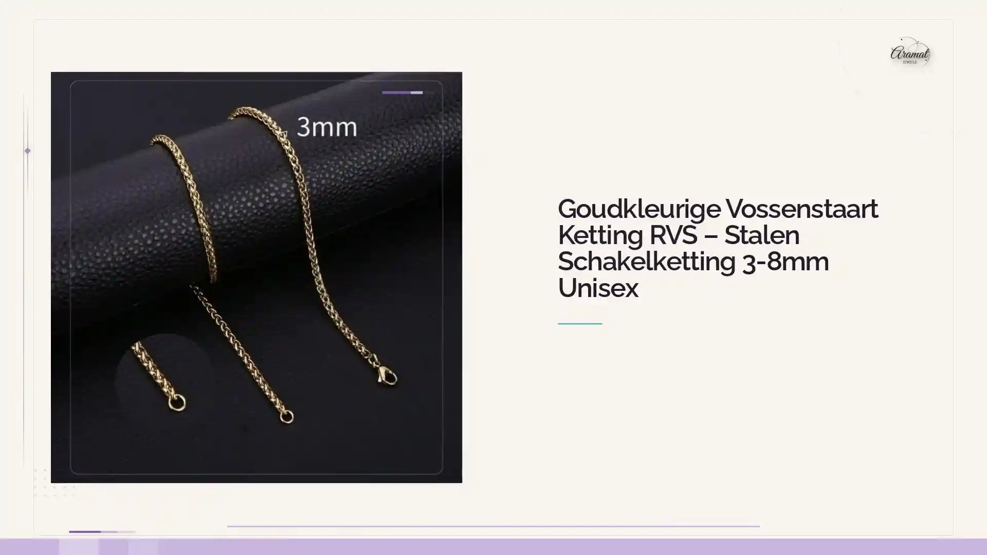 Goudkleurige Vossenstaart Ketting RVS &ndash; Stalen Schakelketting 3-8mm Unisex by@Outfy