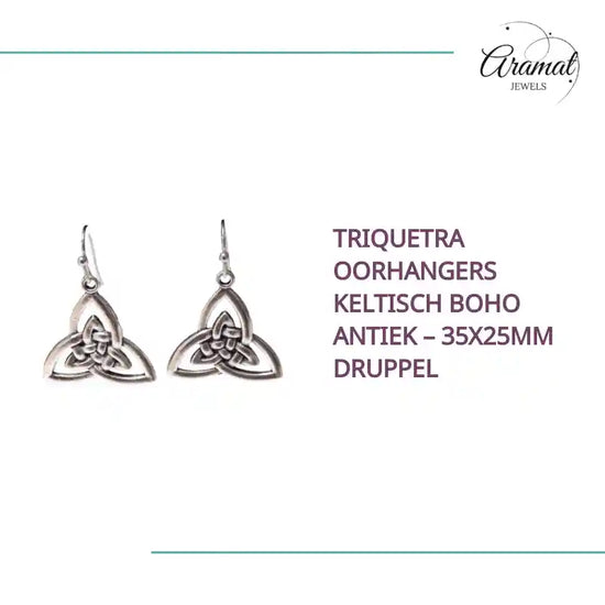 Triquetra Oorhangers Keltisch Boho Antiek &ndash; 35x25mm Druppel by@Outfy
