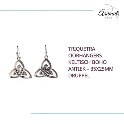 Triquetra Oorhangers Keltisch Boho Antiek &ndash; 35x25mm Druppel by@Outfy