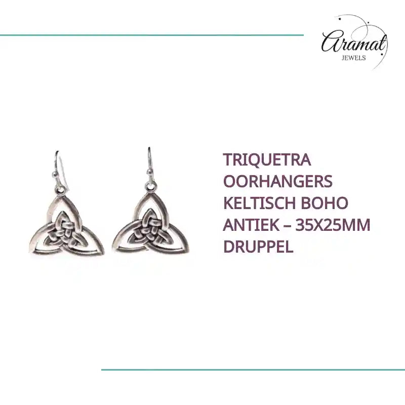 Triquetra Oorhangers Keltisch Boho Antiek &ndash; 35x25mm Druppel by@Outfy