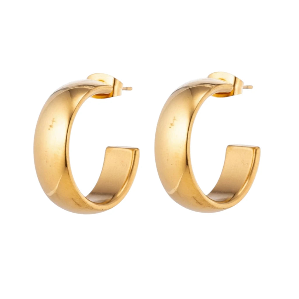 Oorbellen – 22mm Hoepel Creool Glad RVS Goudkleur Unisex