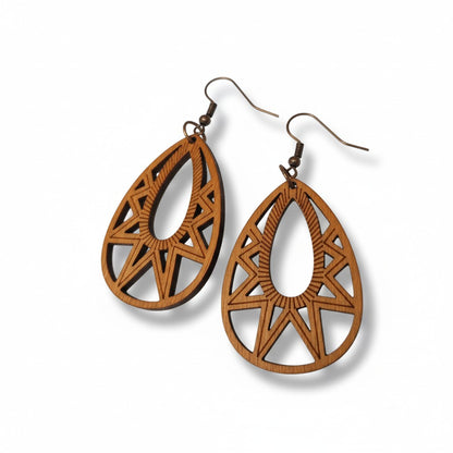 Wooden Earrings with Open Motif