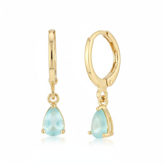 Gold-Colored Mini Earrings Girl – Mint Green Zirconia – 10mm