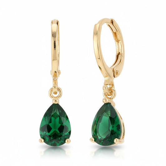 Gold-Colored Mini Earrings Girl – Green Zirconia – 10mm