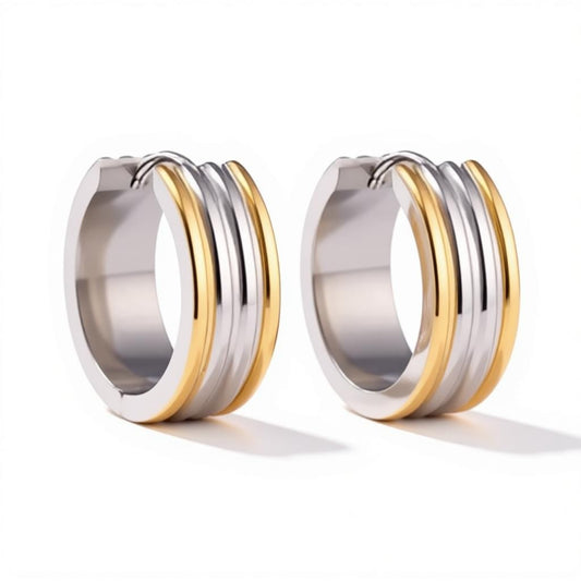 Bicolor Steel Stripes Earrings
