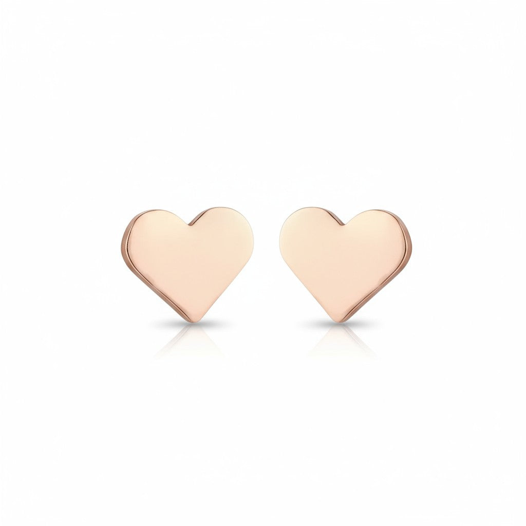 Stalen hartjes oorbellen rosegoudkleurig 8mm RVS, hartvorm hypoallergeen oorstekers voor dames en kinderen