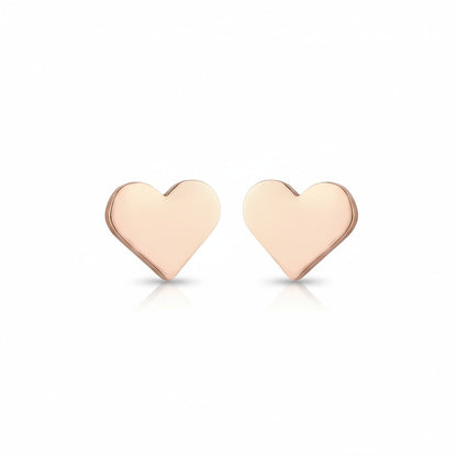Stalen hartjes oorbellen rosegoudkleurig 8mm RVS, hartvorm hypoallergeen oorstekers voor dames en kinderen
