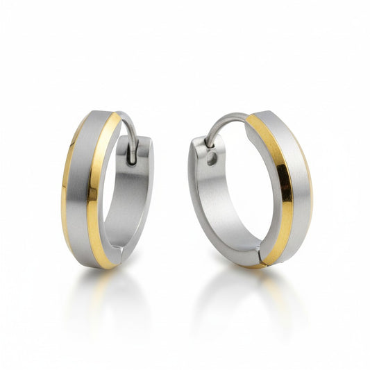 Bicolor Stainless Steel Earrings - 16mm hoops