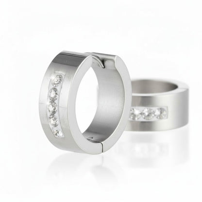 Oorringen – 20mm Kristal Streep RVS Zilverkleur Dames