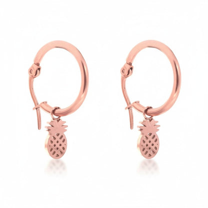 Rose Gold Steel Pineapple Earrings - Aramat Jewels®