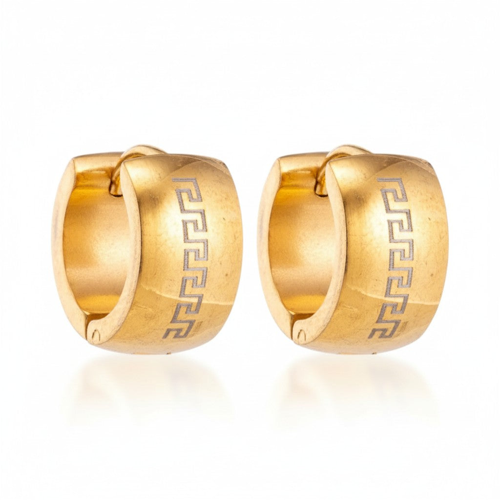 Oorringen – 20mm Grieks Symbool RVS Goudkleur Unisex