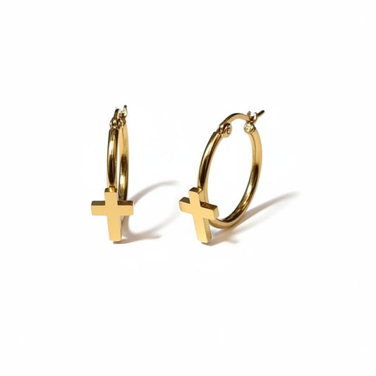 Gold-colored Steel Earring huggie