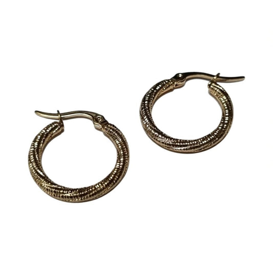 Gold-Colored Glitz Swivel Hoops - Stainless Steel Earrings