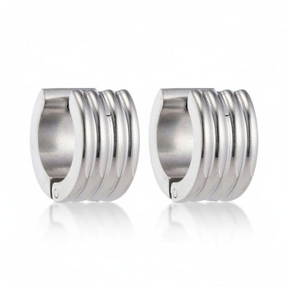 Oorringen – 13mm Mini Huggie Creolen Streep RVS Zilverkleur Unisex/Kind