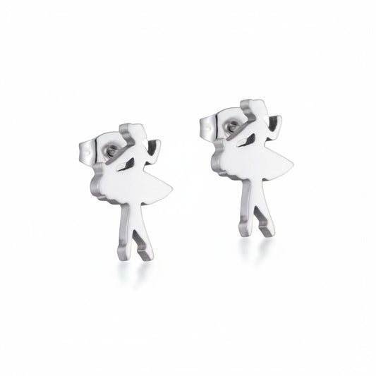 Ballerina Oorstekers RVS – Zilverkleur 10x6mm