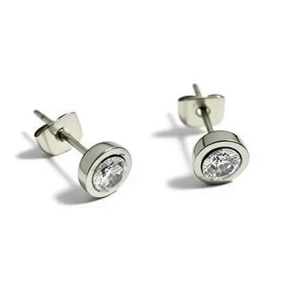 Stainless steel earrings with 6mm zirconia