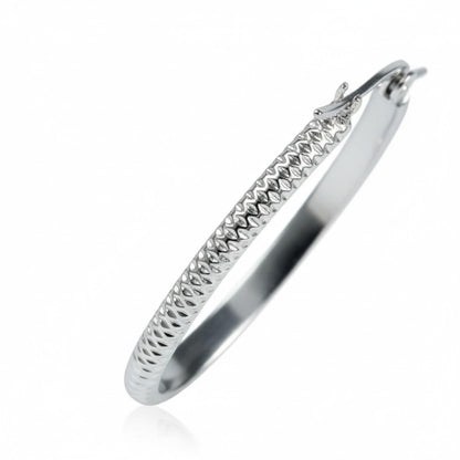 Oorringen – 30mm Creool Puntjes Patroon RVS Zilverkleur Dames