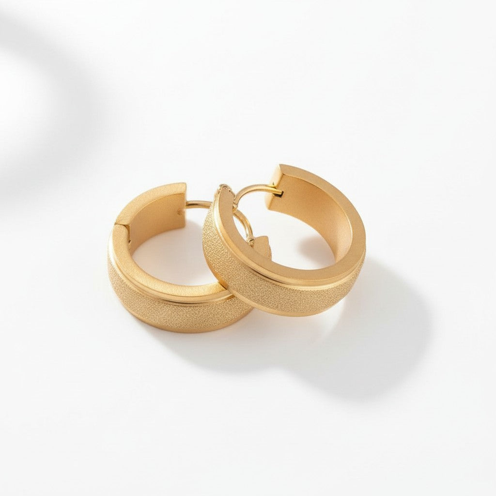 Oorringen – 20mm Creolen Sandblasted Lijn RVS Goudkleur Unisex