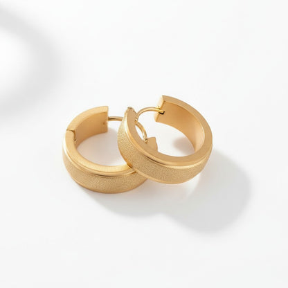 Oorringen – 20mm Creolen Sandblasted Lijn RVS Goudkleur Unisex