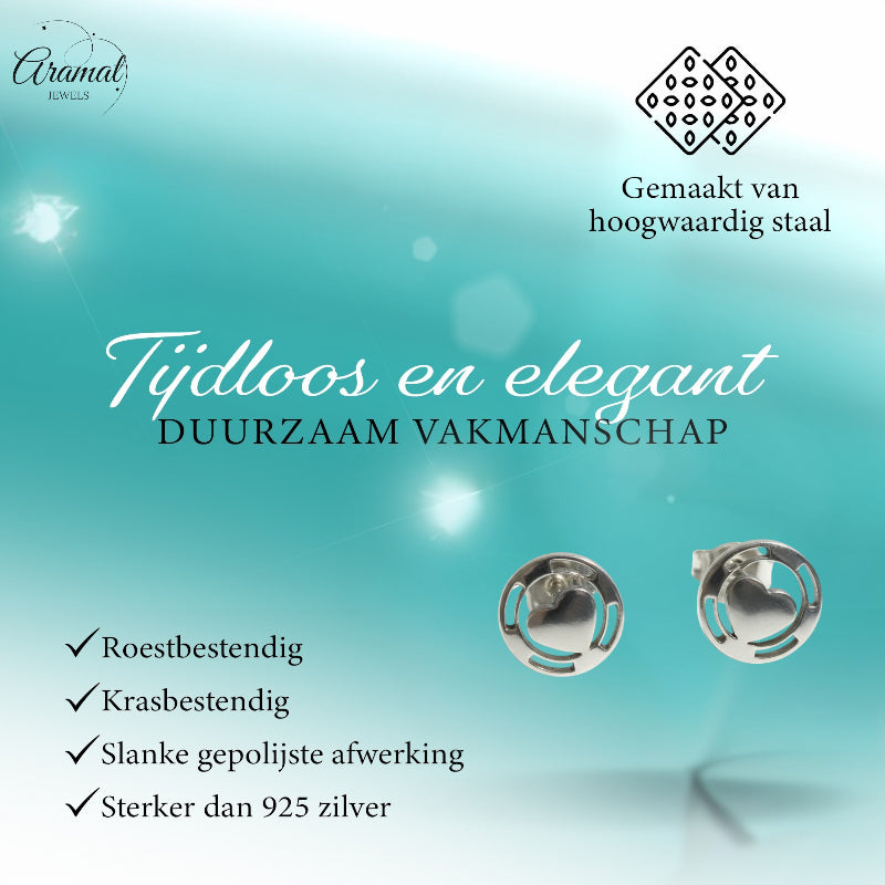 Stalen Hartjes Oorbellen Zilverkleur 9mm Staal