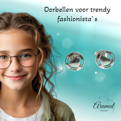 Stalen Hartjes Oorbellen Zilverkleur 9mm Staal