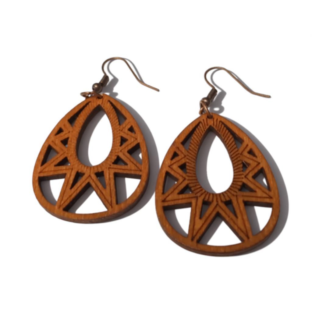 Wooden Earrings with Open Motif