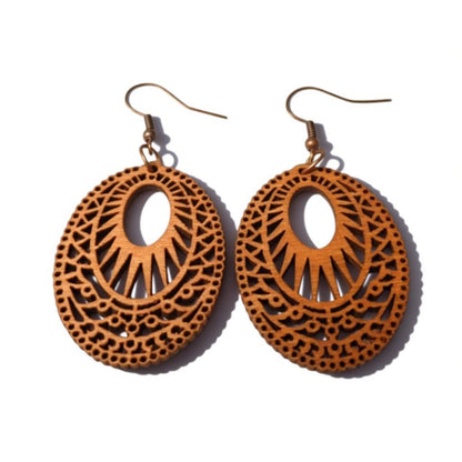 Wooden Earrings with Stylish Motif