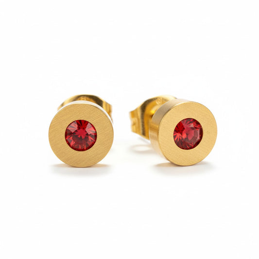 Red Crystal Earrings with Gold Finish