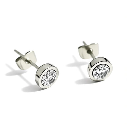 Stainless steel earrings with 6mm zirconia