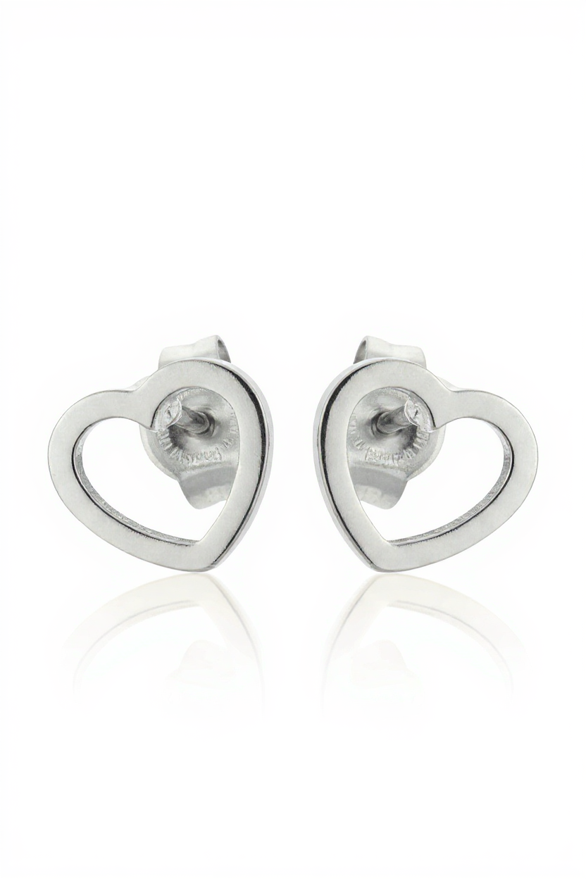 Roestvrij staal hart oorbellen zilverkleur 6mm open hartje, voor de meeste mensen hypoallergeen oorstekers voor dames en kinderen