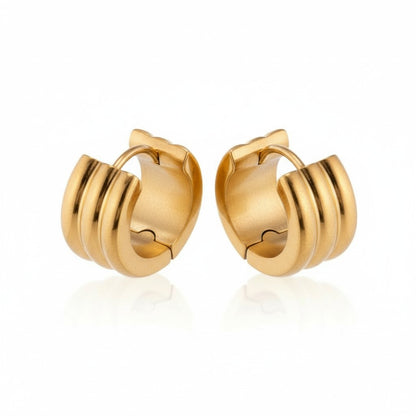 Oorringen – 13mm Mini Creool Streepdesign RVS Goudkleur Unisex