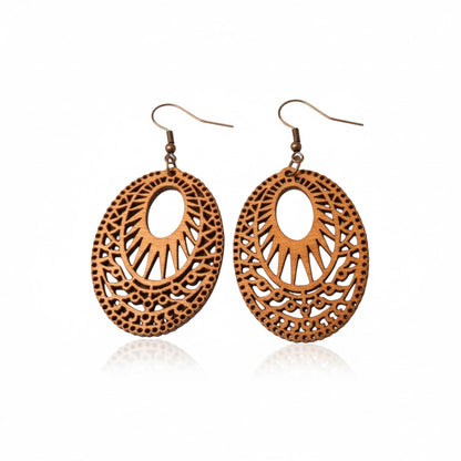 Wooden Earrings with Stylish Motif