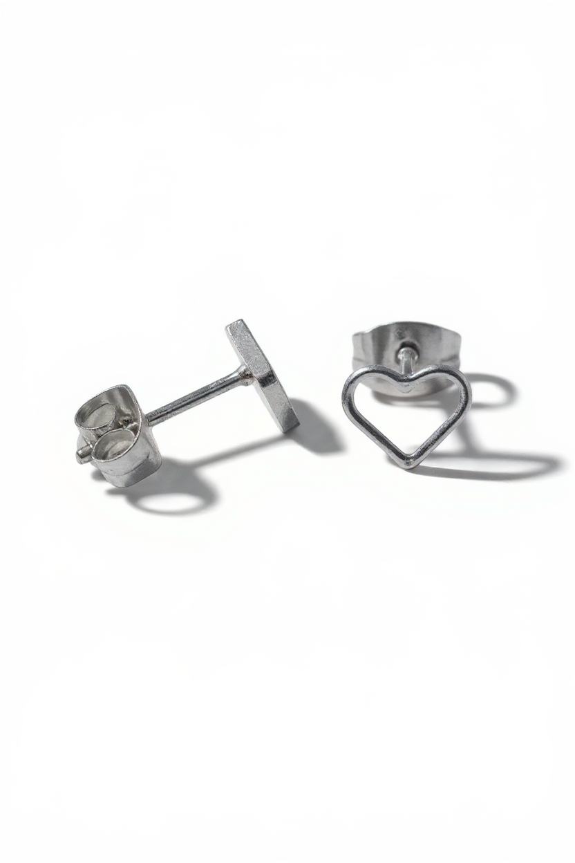 Roestvrij Staal Hart Oorbellen Zilver 6mm Open