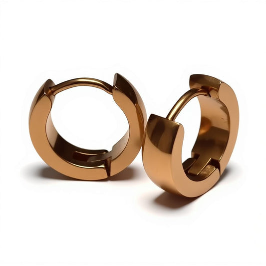 Rose-colored steel earrings - 14x4mm