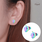 Regenboog blad oorbellen 9 mm - oor154 - Oorbellen kopen# - 9mm - alles - blad