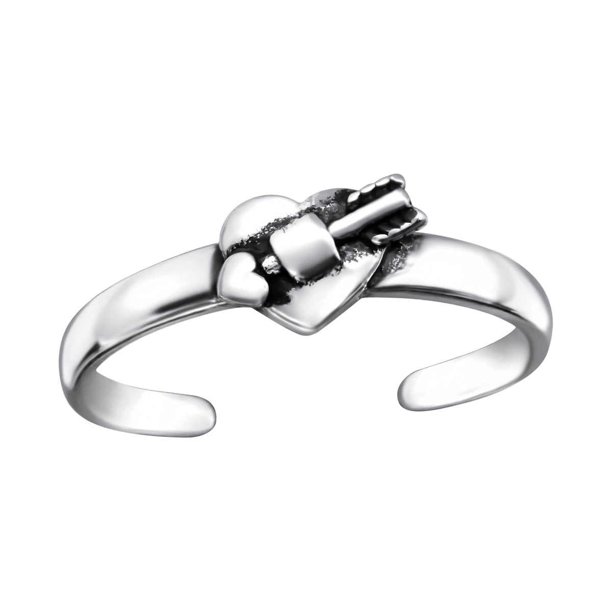 Zilveren Hart Teenring Met Hartvormig Design.