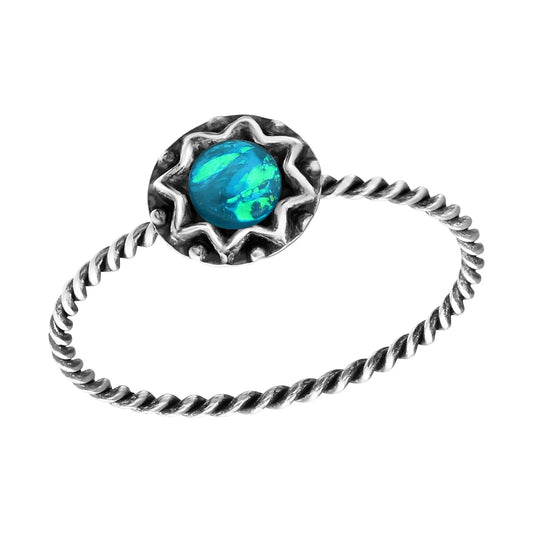 Zilveren Dames Ring Met Blauwe Opaal