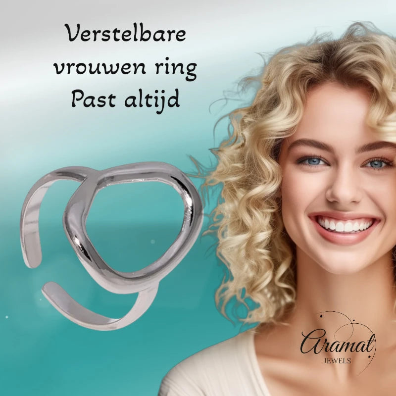 Stalen Verstelbare Ring - Ovale Cirkel - One Size